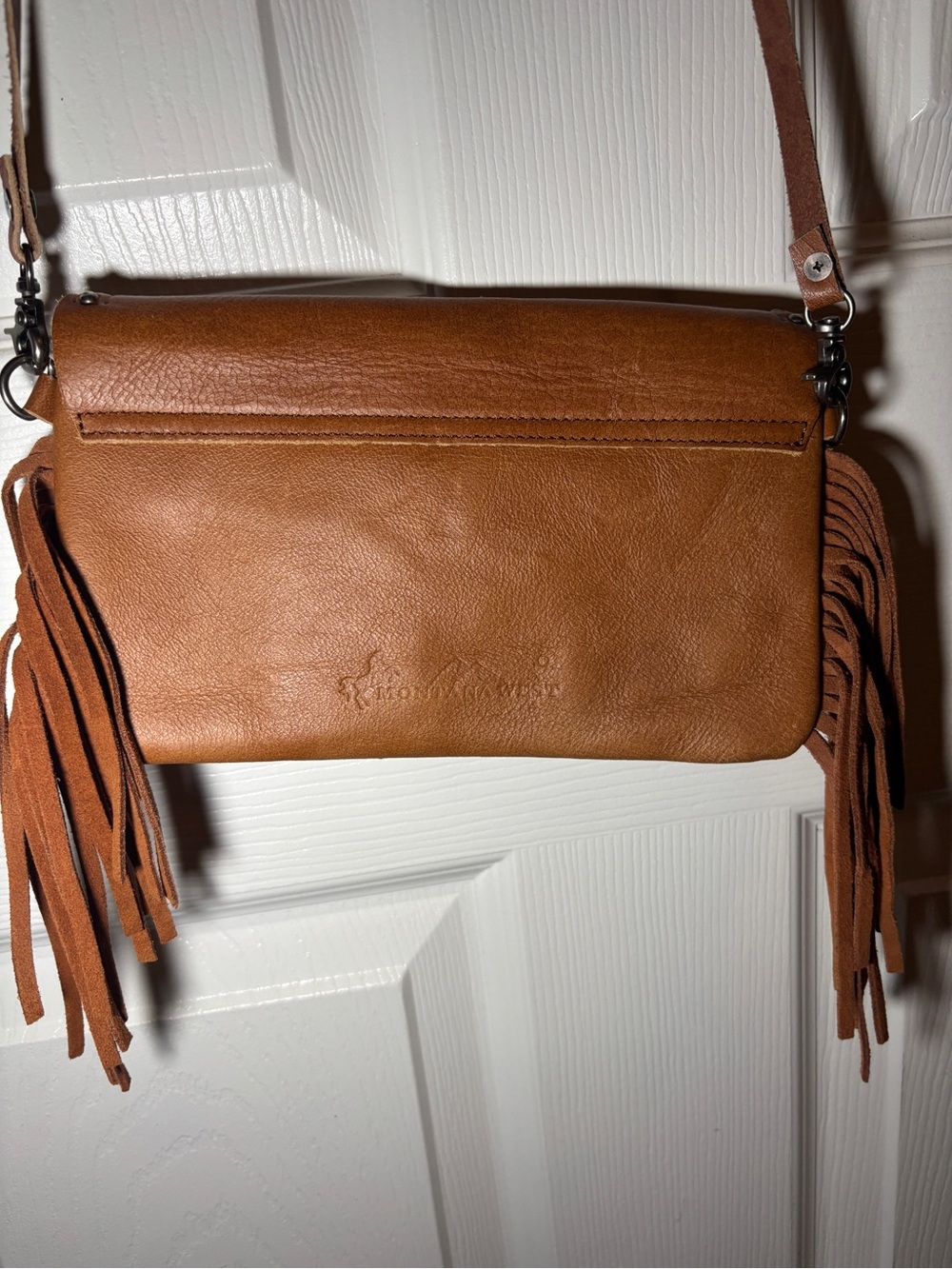 Montana West Fringed Studded Envelope Wristlet Clutch in Brown (genuine leather) - Picture 3 of 5